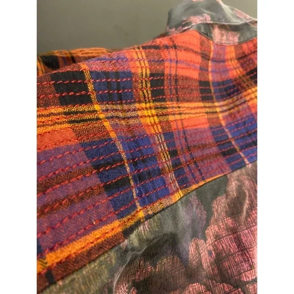 Johnny Was Workshop Patchwork Flannel Button Up Floral Shirt Sz. S - Picture 7 of 12